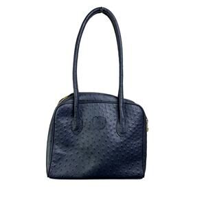 Renouard France Handbag Womens Blue Ostrich Leather W/ Passport Holder Old Money